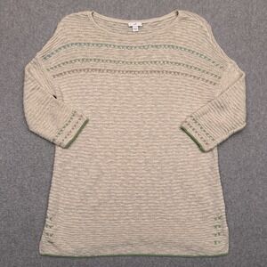 J.‎ Jill Light & Airy Textured Boat Neck Sweater Women's XS Cream 3/4 Sleeve